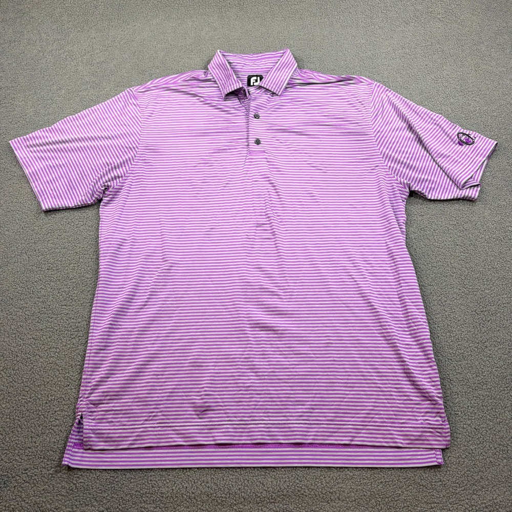 FootJoy Polo Shirt Mens XL Purple Striped Golf Performance Short Sleeve 22915